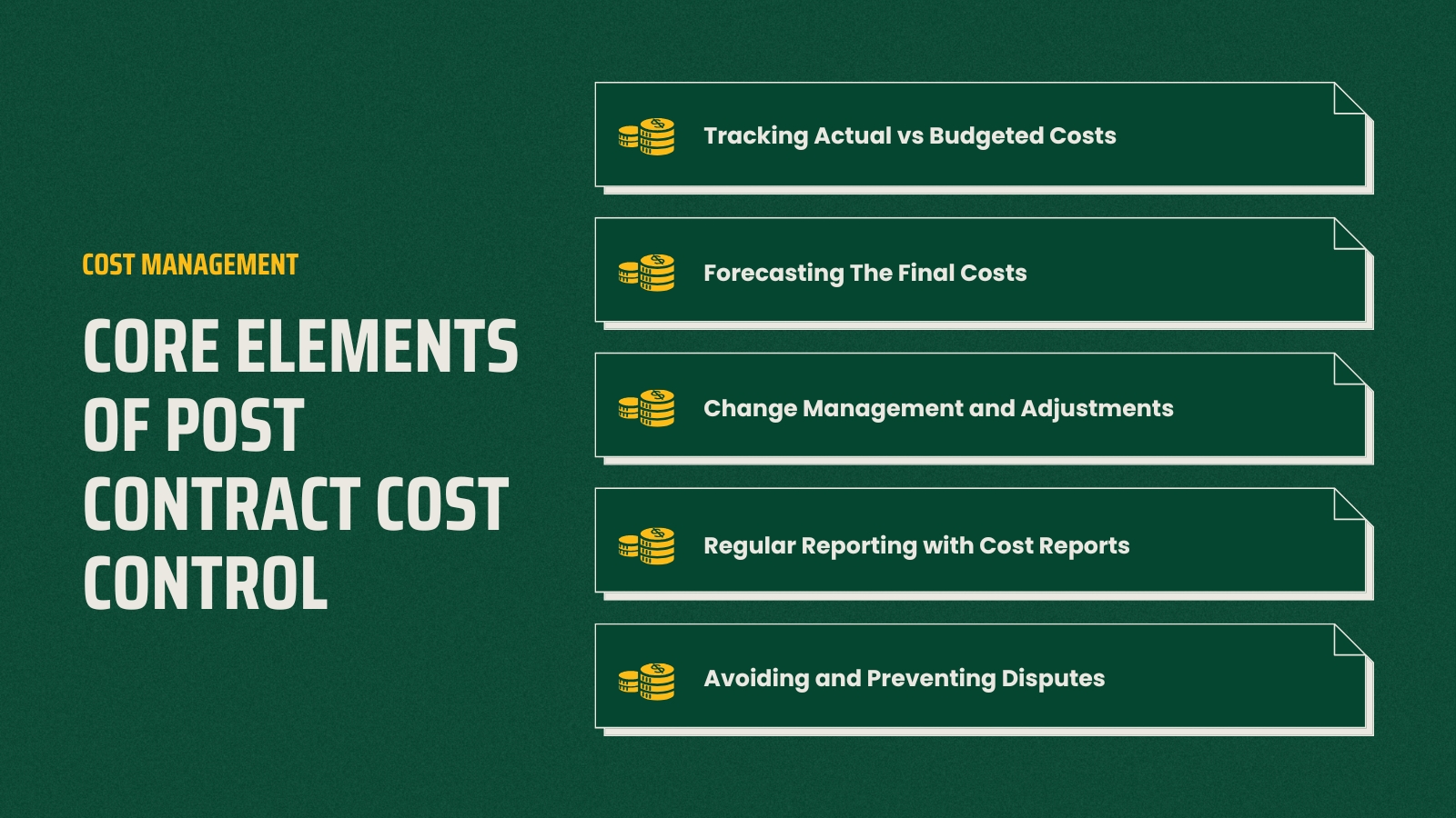 Elements of Post Contract Cost Control